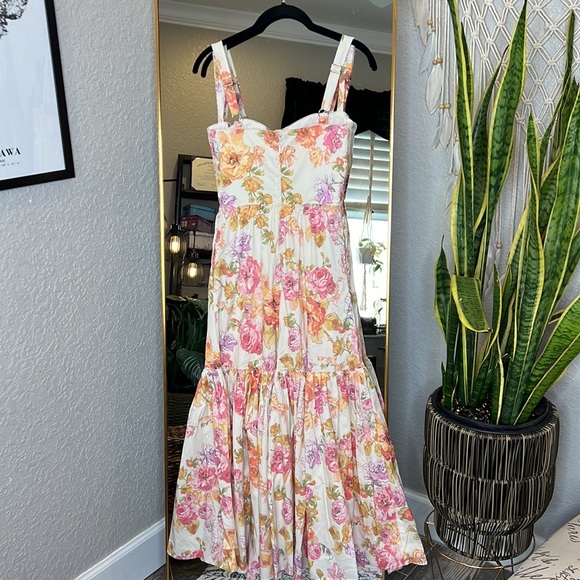 HOUSE OF CB 'Elia' Ivory Floral Midi Sundress NWOT - Picture 10 of 14